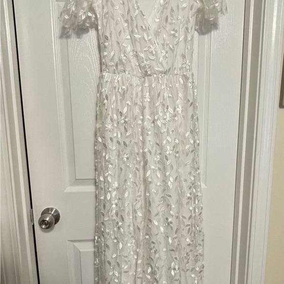 Baltic Born Dresses & Skirts - Baltic Born White Satin Dress with Delicate Appliqué